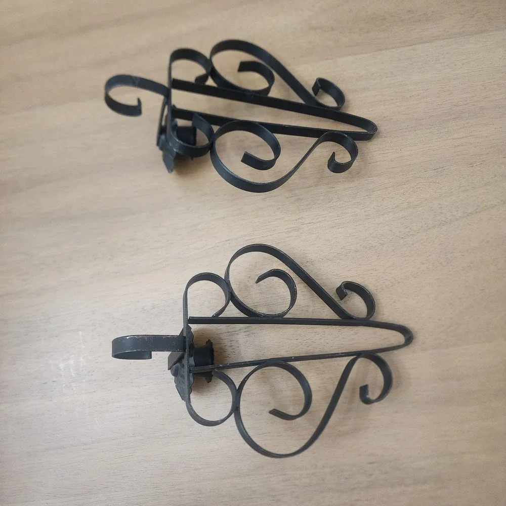 Vintage pair of  Black Metal Candle Sconce  For Peg Votive Or Taper Candle